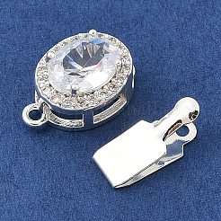 Brass Micro Pave Clear Cubic Zirconia Box Clasps&nbsp;KK-C080-12S-01