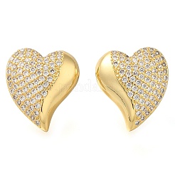 Brass Pave Clear Cubic Zirconia Stud Earrings&nbsp;EJEW-M088-08G-01