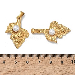 304 Stainless Steel & ABS Plastic Imitation Pearl Pendants&nbsp;STAS-D224-05G