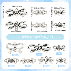 96Pcs 8 Styles Tibetan Style Alloy Connector Charms&nbsp;TIBE-SC0002-23