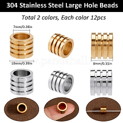 24Pcs 2 Colors 304 Stainless Steel Beads&nbsp;STAS-SC0009-34