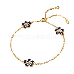 Blue Flower Alloy Enamel Link Chain Slider Anklets for Women&nbsp;FS-WG65877-01