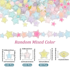 300Pcs 3 Styles Frosted Transparent Acrylic Beads&nbsp;OACR-PA0001-73