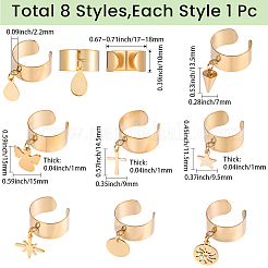 8Pcs 304 Stainless Steel Open Cuff Finger Ring&nbsp;RJEW-SC00005