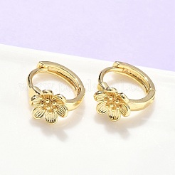 Flower Brass Hoop Earrings&nbsp;EJEW-Z102-02G