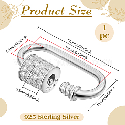 1Pc 925 Sterling Silver Locking Carabiner&nbsp;STER-BC0004-50P