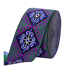 Hexagon Pattern Vintage Jacquard Polyester Ribbon&nbsp;OCOR-WH0107-12B