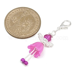 6Pcs Alloy & Glass Angel Pendant Decoratons&nbsp;HJEW-JM04208-03