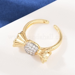 Brass Micro Pave Cubic Zirconia Cuff Rings&nbsp;RJEW-C140-14G