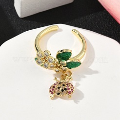 Ladybird Brass Micro Pave Cubic Zirconia Cuff Rings&nbsp;RJEW-A069-03G