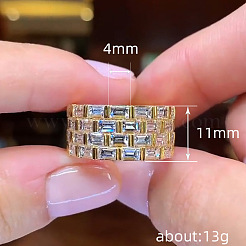 Brass Micro Pave Clear Cubic Zirconia Finger Rings&nbsp;FS-WGC136A-02