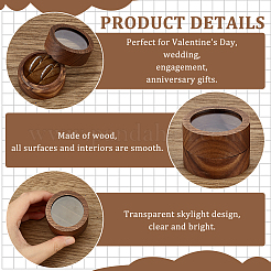 Round Walnut Wooden Engagement Ring Boxes&nbsp;CON-WH0093-03A
