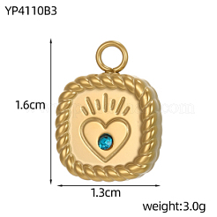 304 Stainless Steel Rhinestone Pendants&nbsp;STAS-OY015-38G