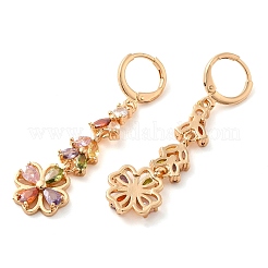 Rack Plating Golden Brass Dangle Leverback Earrings&nbsp;EJEW-B037-02G-01