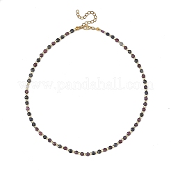 Natural Red Corundum/Ruby and Sapphire Faceted Flat Round Beaded Necklaces&nbsp;NJEW-JN06433
