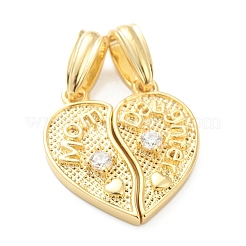Mother's Day Brass Cubic Zirconia Hanger Pendants&nbsp;X-KK-E790-04G