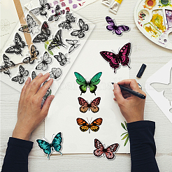 4Pcs Butterfly Carbon Steel Cutting Dies Stencils with PET Hollow Out Drawing Painting Stencils Sets & 1Pc PVC Plastic Stamps&nbsp;DIY-GL0004-149