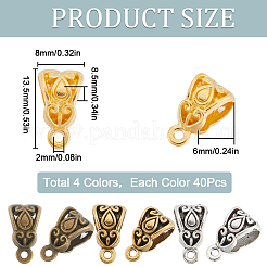 160Pcs 4 Colors Triangle Tibetan Style Zinc Alloy Tube Bails&nbsp;TIBE-SP0001-06