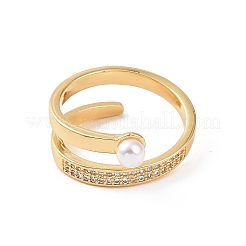 Brass Micro Pave Cubic Zirconia Open Rings&nbsp;RJEW-J017-VC199