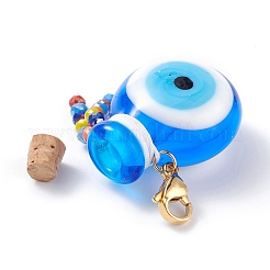 Handmade Evil Eye Lampwork Perfume Bottle Pendant Decorations&nbsp;HJEW-JM00615