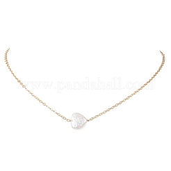 Natural Keshi Pearl Heart Pendant Brass Cable Chain Necklaces for Women&nbsp;NJEW-JN05825