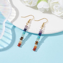 Natural & Synthetic Mixed Gemstone Rondelle Beaded Dangle Earrings&nbsp;EJEW-JE05613-01