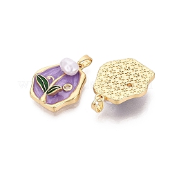 Brass Enamel Pendants&nbsp;KK-SZC0009-11G-02
