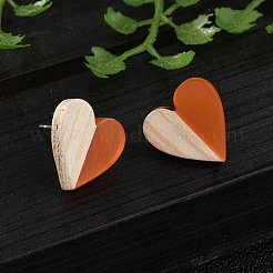 Resin & Wood Stud Earrings&nbsp;EJEW-N017-002A