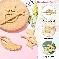 3Pcs 3 Styles Wood Buckle Pin&nbsp;JEWB-CJ0003-36