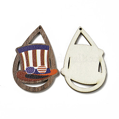 American Flag Theme Single Face Printed Aspen Wood Pendants&nbsp;WOOD-G014-01D