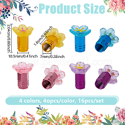 16Pcs 4 Colors Resin Flower & Aluminium Alloy Tire Valve Stem Caps&nbsp;HJEW-NB00308