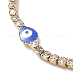 Clear Cubic Zirconia Tennis Bracelet with Enamel Teardrop Evil Eye&nbsp;BJEW-I300-04G