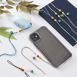 6Pcs 6 Colors Cell Phone Strap Imitation Jade Lotus Seed Pod Pendant&nbsp;HJEW-OC0001-28