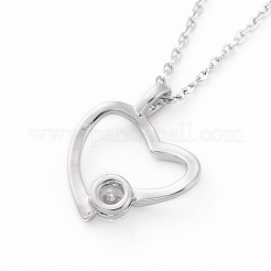 Brass Cubic Zirconia Pendant Necklaces&nbsp;NJEW-JN02619-01