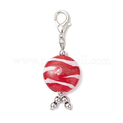 Flat Round Handmade Lampwork Pendant Decoration&nbsp;HJEW-JM03811
