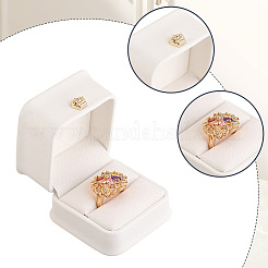 2Pcs PU Leather Ring Gift Boxes&nbsp;LBOX-CL0001-03