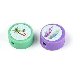 Printed Handmade Polymer Clay Beads&nbsp;CLAY-T022-12I