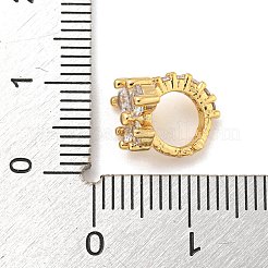 Brass Pave Clear Cubic Zirconia European Bead&nbsp;KK-Z072-16G-01