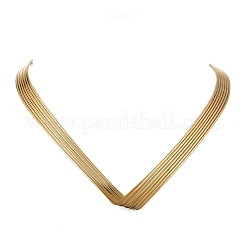 316L Surgical Stainless Steel Open V Shapd Torque Choker Necklaces for Women&nbsp;NJEW-F379-01G