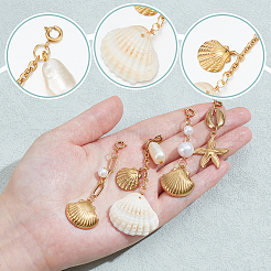 4Pcs 304 Stainless Steel & Imitated Pearl & Acrylic Pendant Decorations&nbsp;HJEW-NB00325