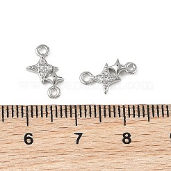 SHEGRACE Brass Micro Pave Clear Cubic Zirconia Double Star Links Connector Charms&nbsp;XGRQ2O669-454P