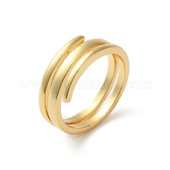 Rack Plating Brass Wire Wrap Double Ring for Women&nbsp;KK-O142-06G