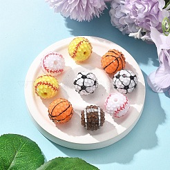 10Pcs 5 Colors Sport Theme Opaque Acrylic Resin Beads&nbsp;MACR-FS0002-05
