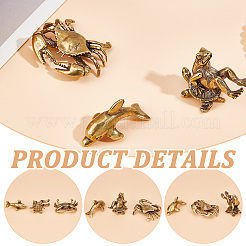 3Pcs 3 Styles Antique Bronze Brass Display Decoraions&nbsp;DJEW-NB0001-44