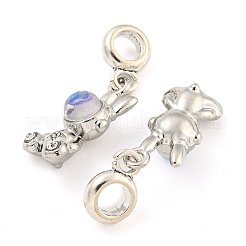 Rack Plating Alloy Pave Crystal Rhinestone Rabbit European Dangle Charms&nbsp;FIND-B034-06P
