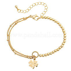 Four Leaf Clover 304 Stainless Steel Charm Bracelets&nbsp;LS-UY0745-1