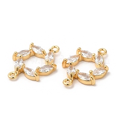Brass Connector Charms with Clear Glass&nbsp;KK-B074-63G