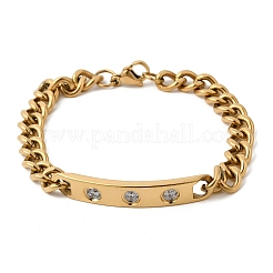 304 Stainless Steel Micro Pave Cubic Zirconia Cuban Link Bracelets&nbsp;BJEW-D408-01G