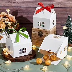 30Pcs 2 Colors House Shaped Kraft Paper Boxes with Ribbon and Window&nbsp;ABAG-PH0001-54B