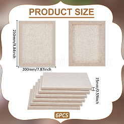 6Pcs Rectangle Wood Painting Linen Panels&nbsp;AJEW-WA0001-08
